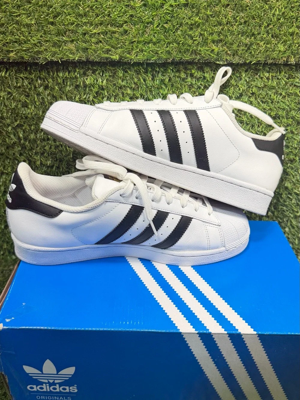 Adidas Originals Superstar White Black Gold C77124 Men's Size 8 With Box OG Low